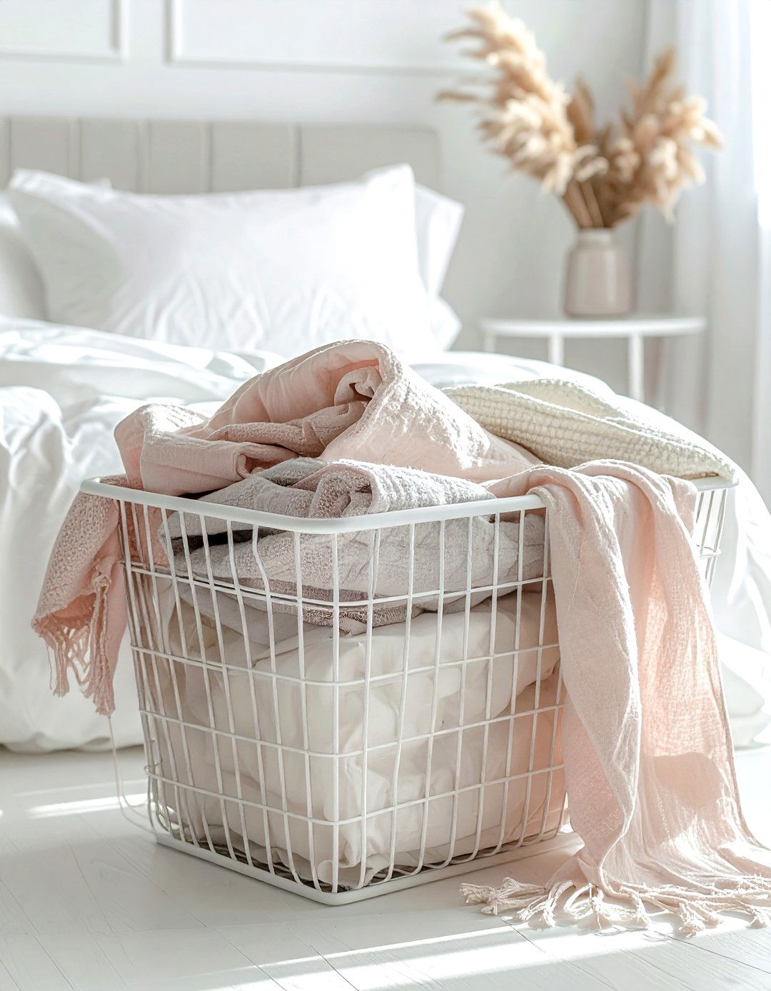 Metal Mesh Basket - 30 blanket basket ideas