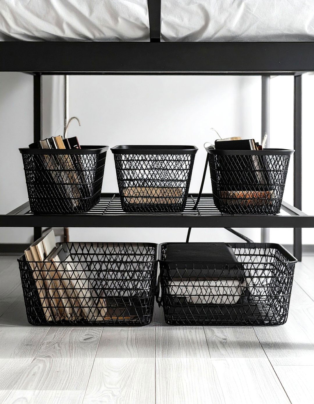 Metal Mesh Baskets - 30 living room under bed storage ideas