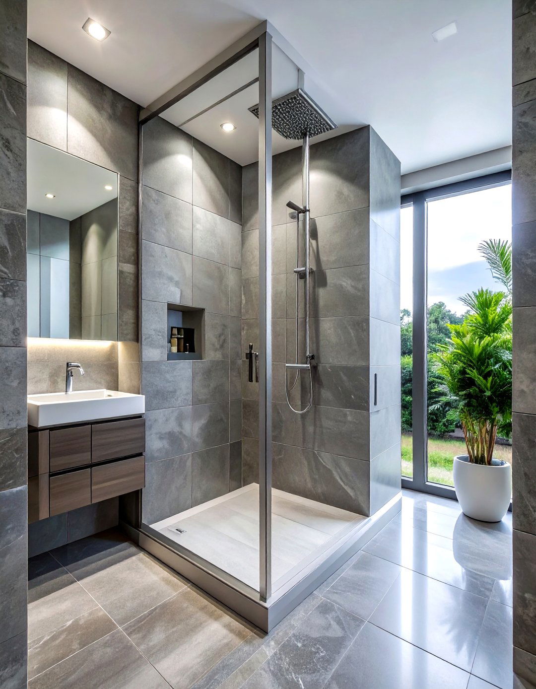 Metal Shower Niche - 30 stainless steel bathroom ideas