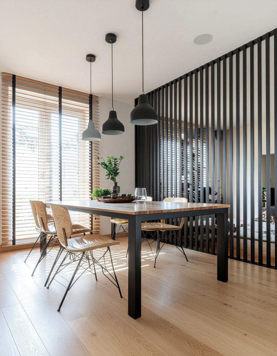 Metal Slat Wall - 30 metal dining room ideas