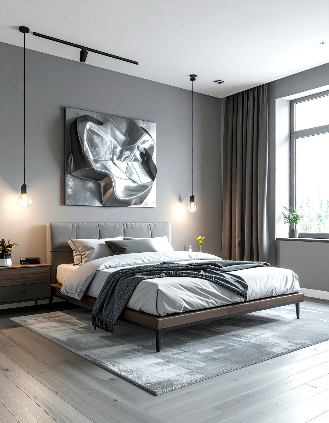 Metal Wall Art - 30 industrial gray bedroom ideas