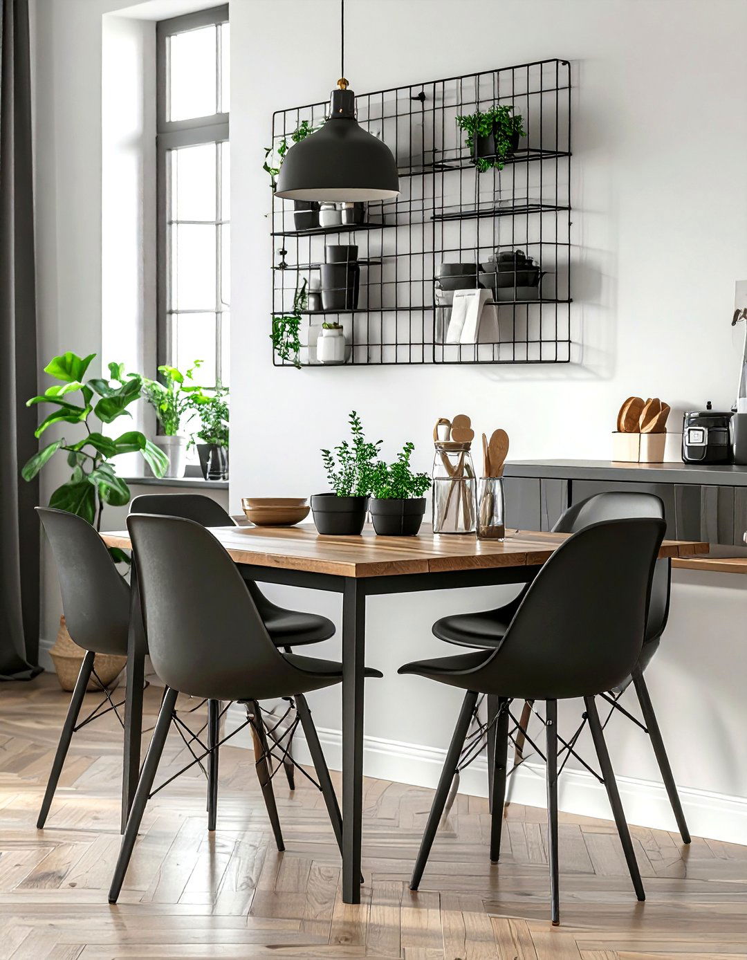 Metal Wall Grid - 30 dining room hanging storage ideas