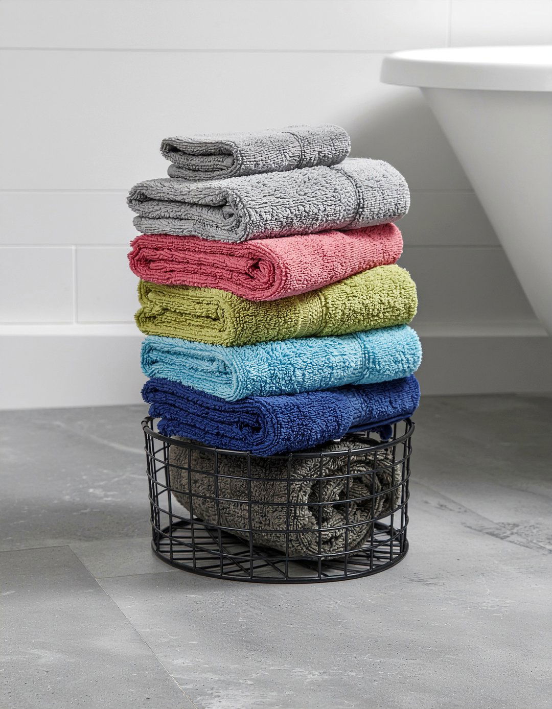 Metal Wire Basket Display - 30 rolled towel display ideas