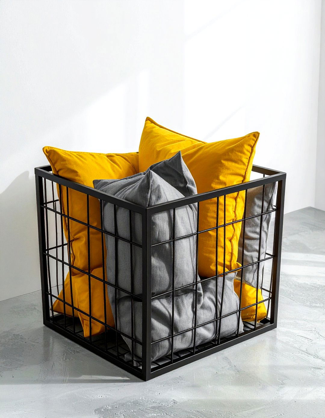 Metal Wire Bin - 30 living room pillow storage ideas