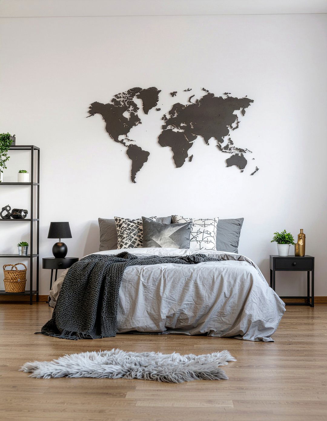 Metal World Map Wall Hanging - 30 world map bedroom ideas