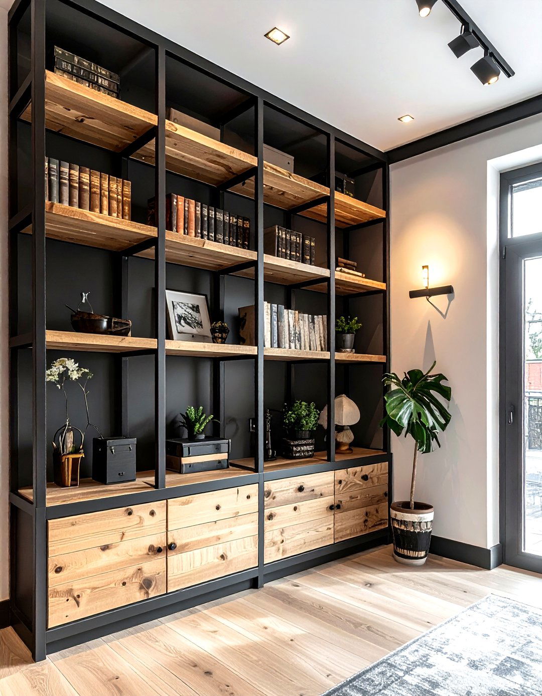 Metal and wood built in - 30 built-in bookcase ideas