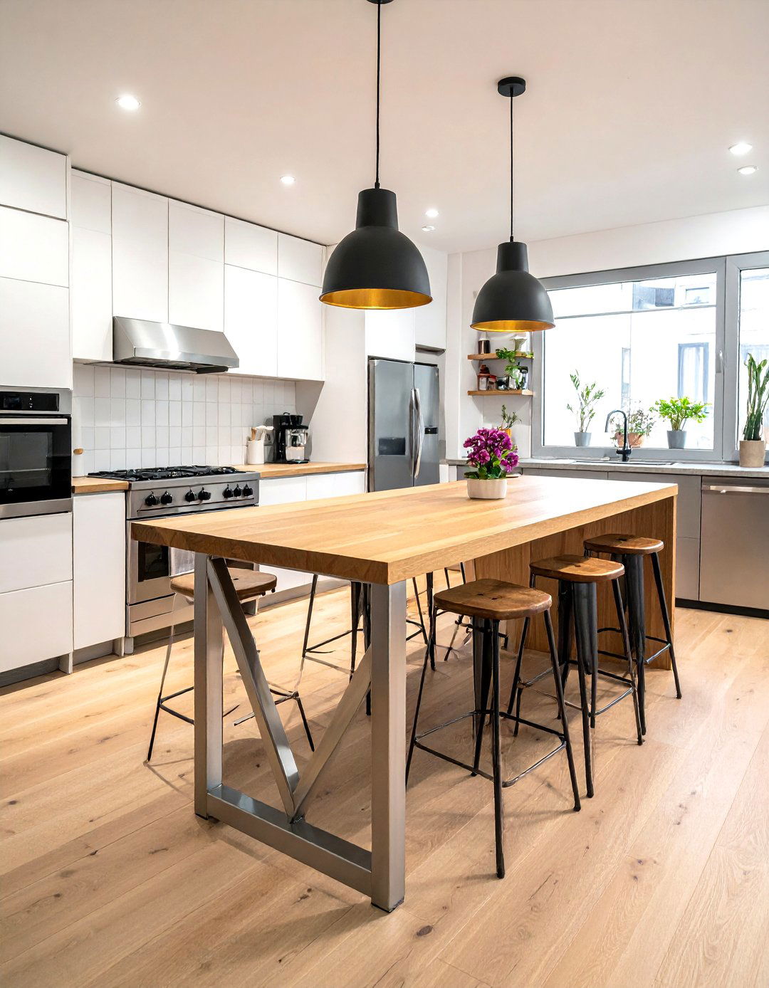 Metal base trestle table - 30 trestle dining table ideas