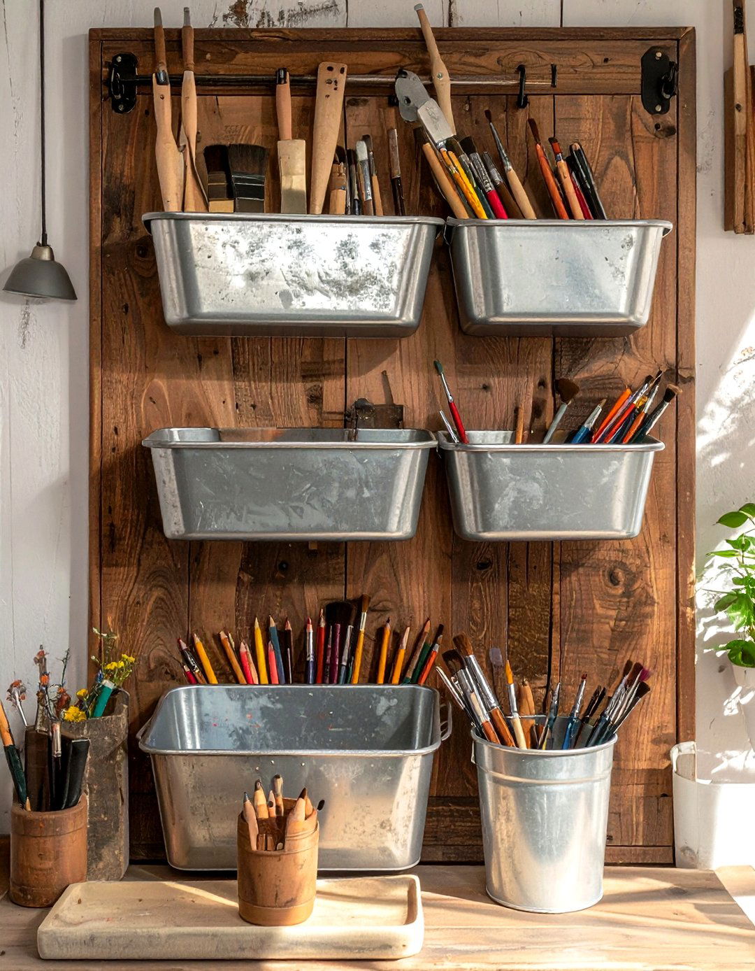 Metal bread pan storage - 30 repurposed decor ideas