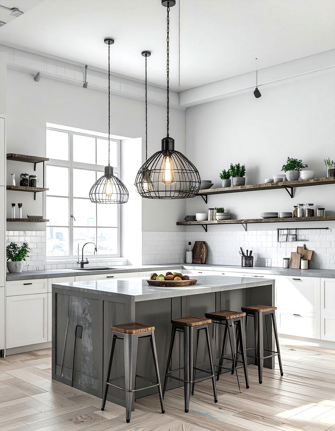 Metal cage pendant - 30 kitchen island pendant ideas