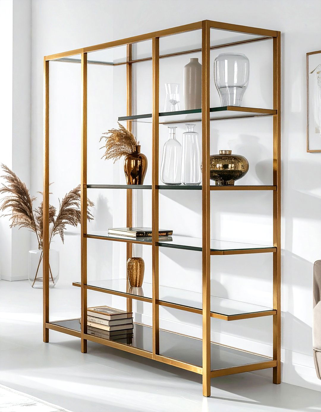 Metal etagere bookcase - 30 living room iron furniture ideas