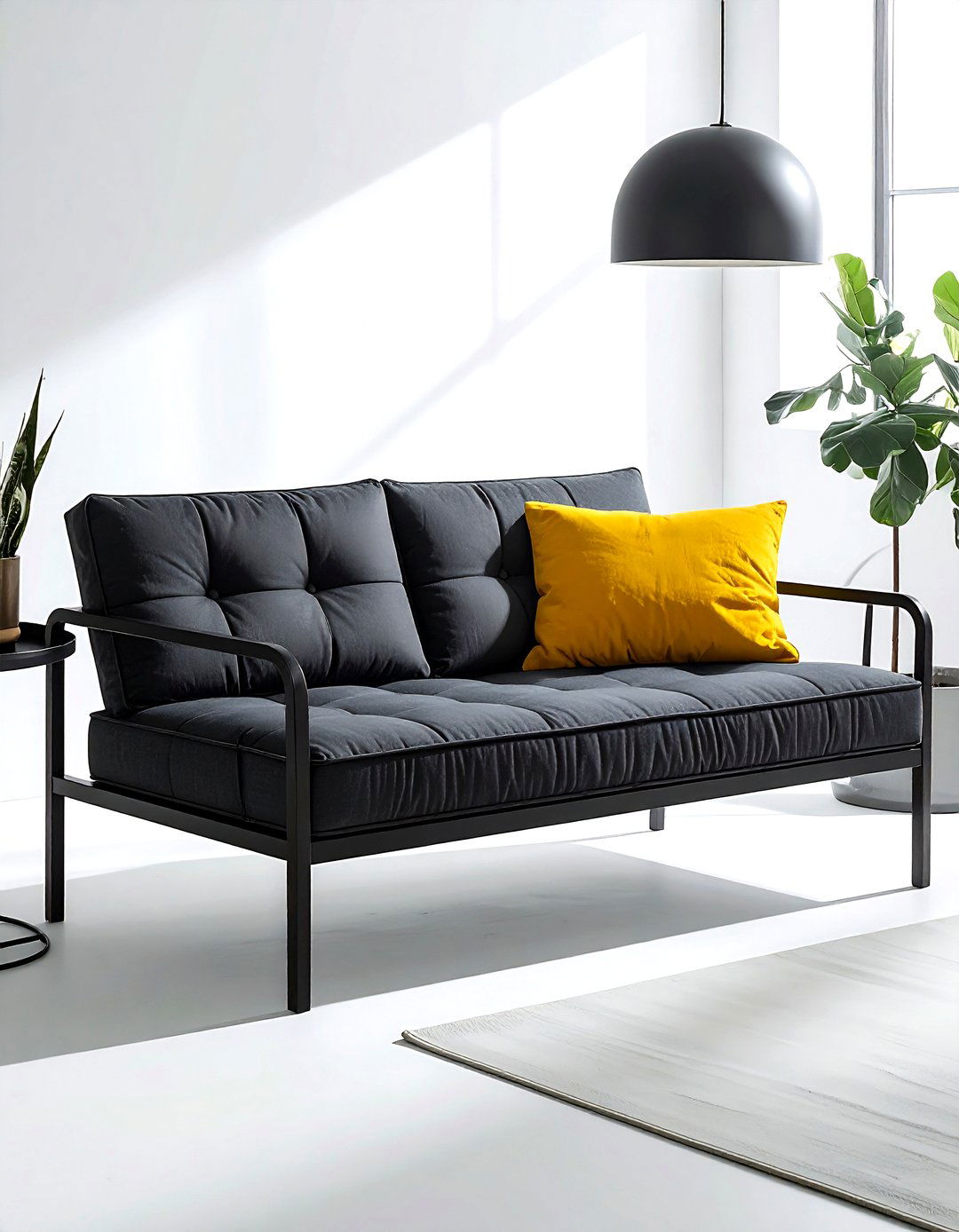 Metal frame futon - 30 living room futon ideas