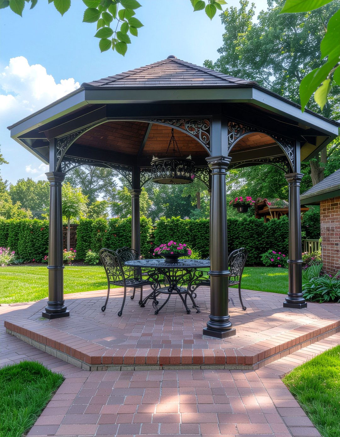 Metal frame gazebo - 30 gazebo dining ideas
