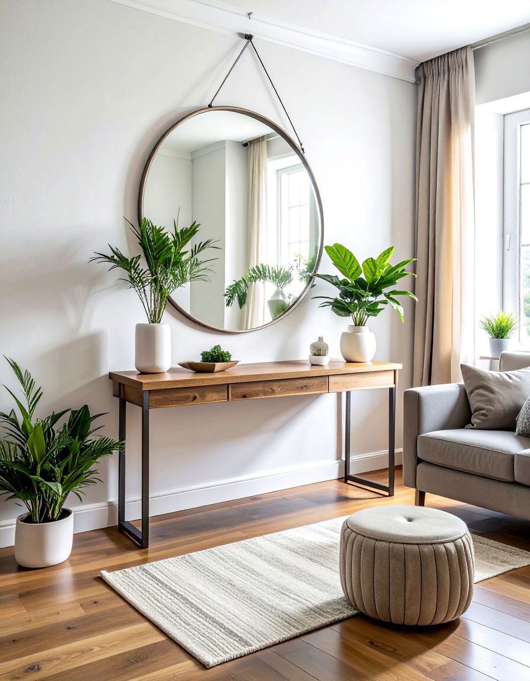 Metal frame mirror - 30 living room black metal furniture ideas