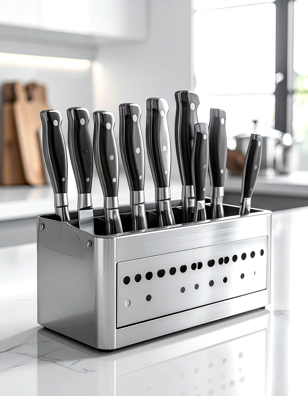 Metal knife holder - 30 knife block kitchen ideas