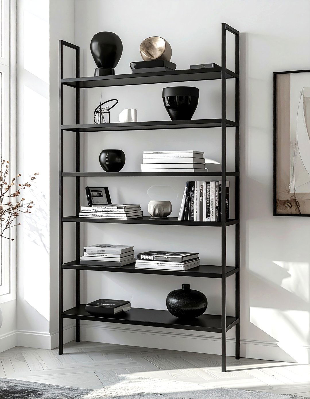 Metal ladder shelf - 30 living room ladder shelf ideas
