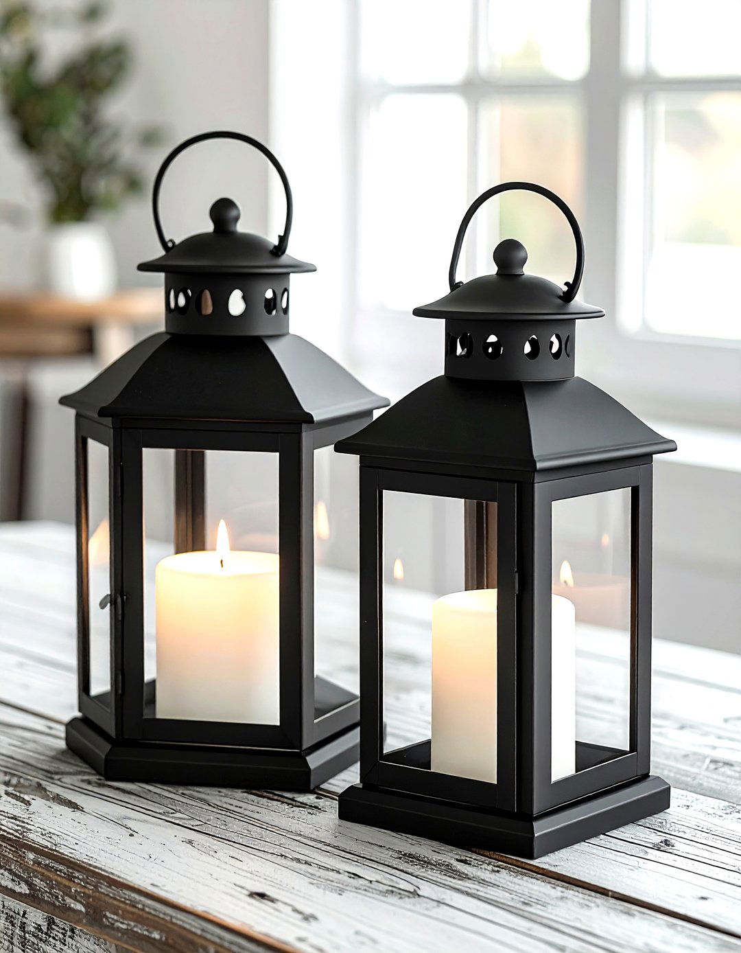 Metal lantern set - 30 living room centerpiece ideas
