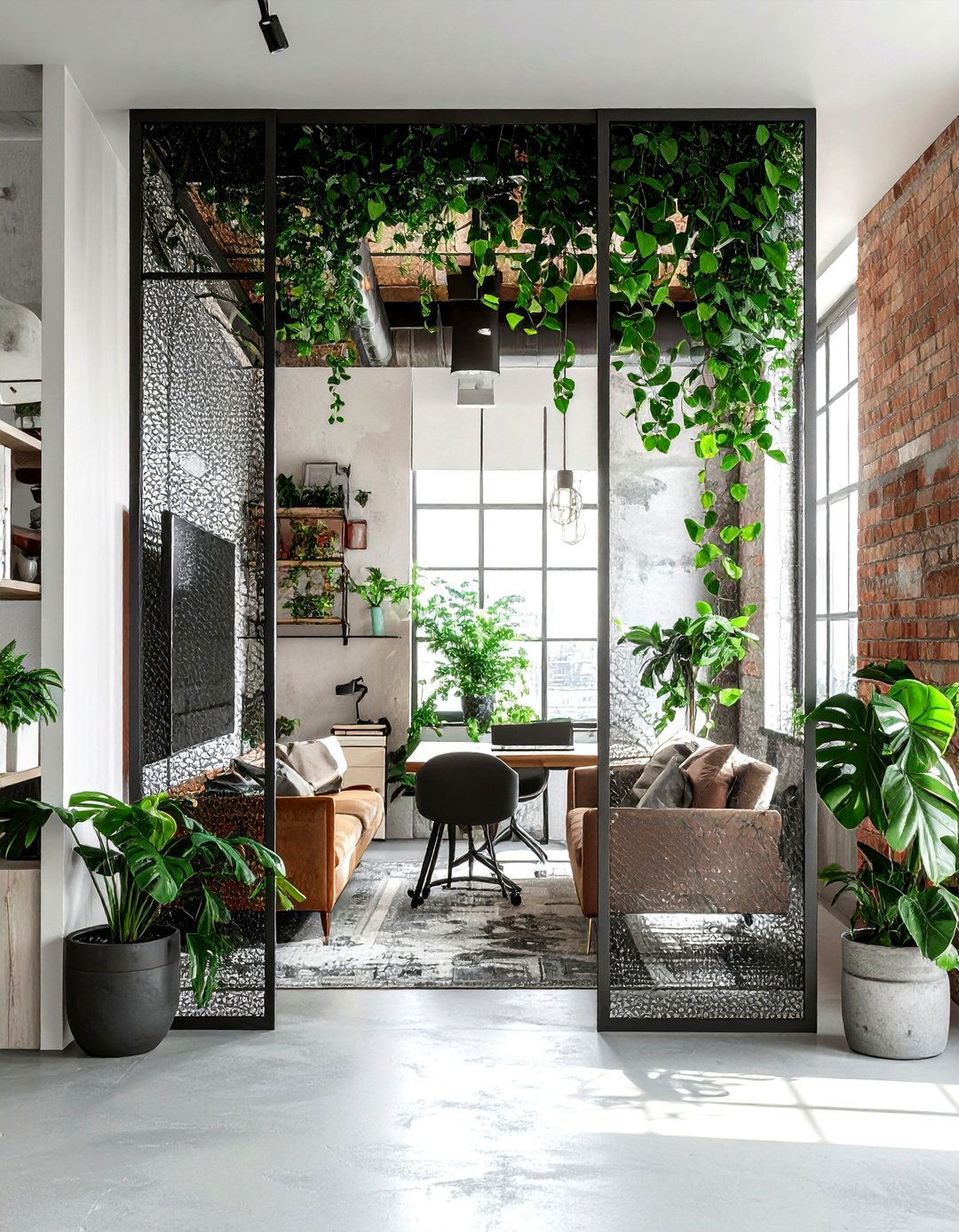 Metal mesh partition - 30 living room industrial furniture ideas