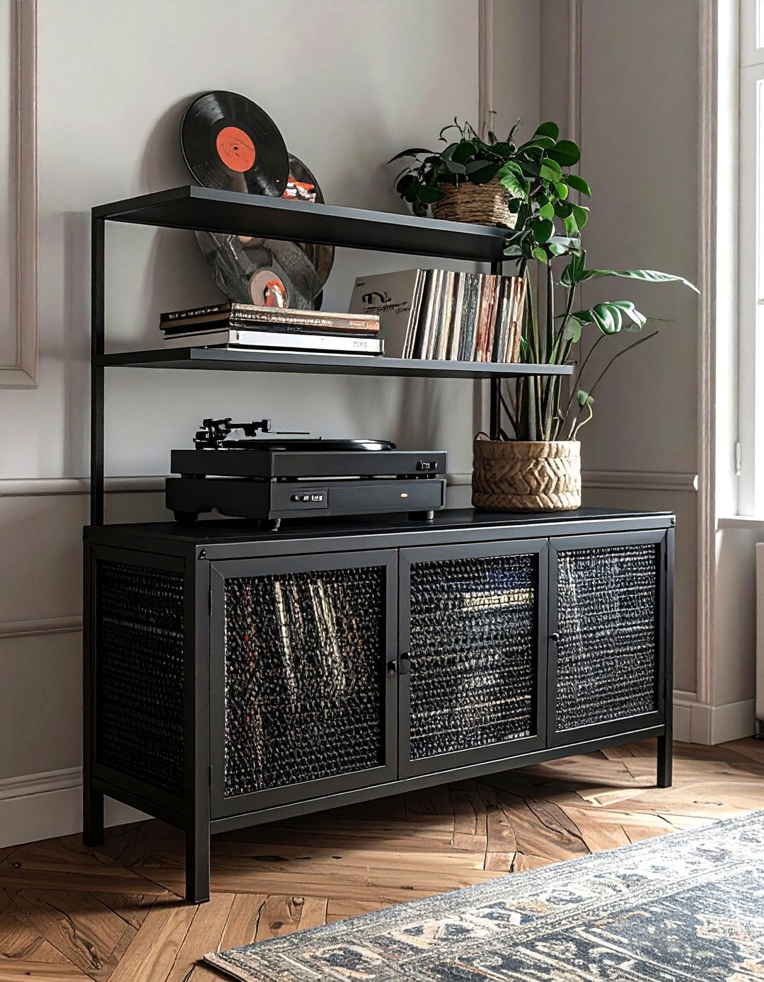 Metal mesh storage unit - 30 living room iron furniture ideas