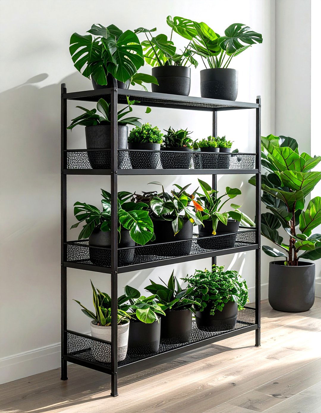 Metal plant rack - 30 plant shelf ideas