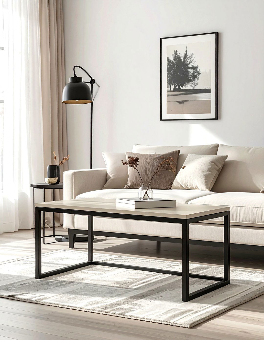 Metal side table cream - 30 industrial cream living room ideas