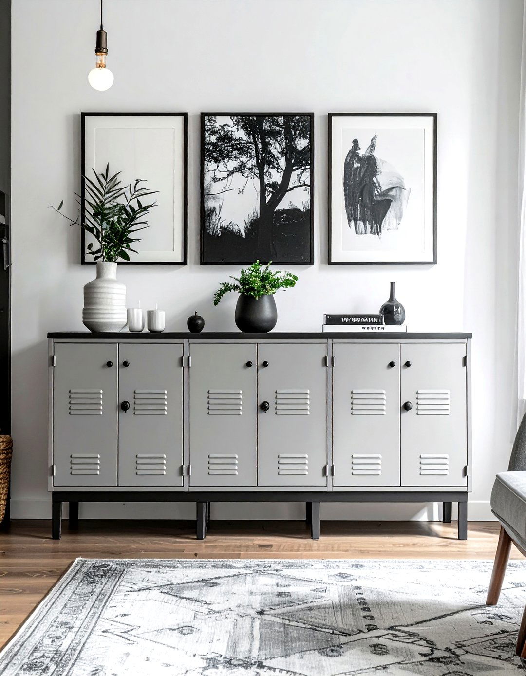 Metal storage locker - 30 living room industrial furniture ideas