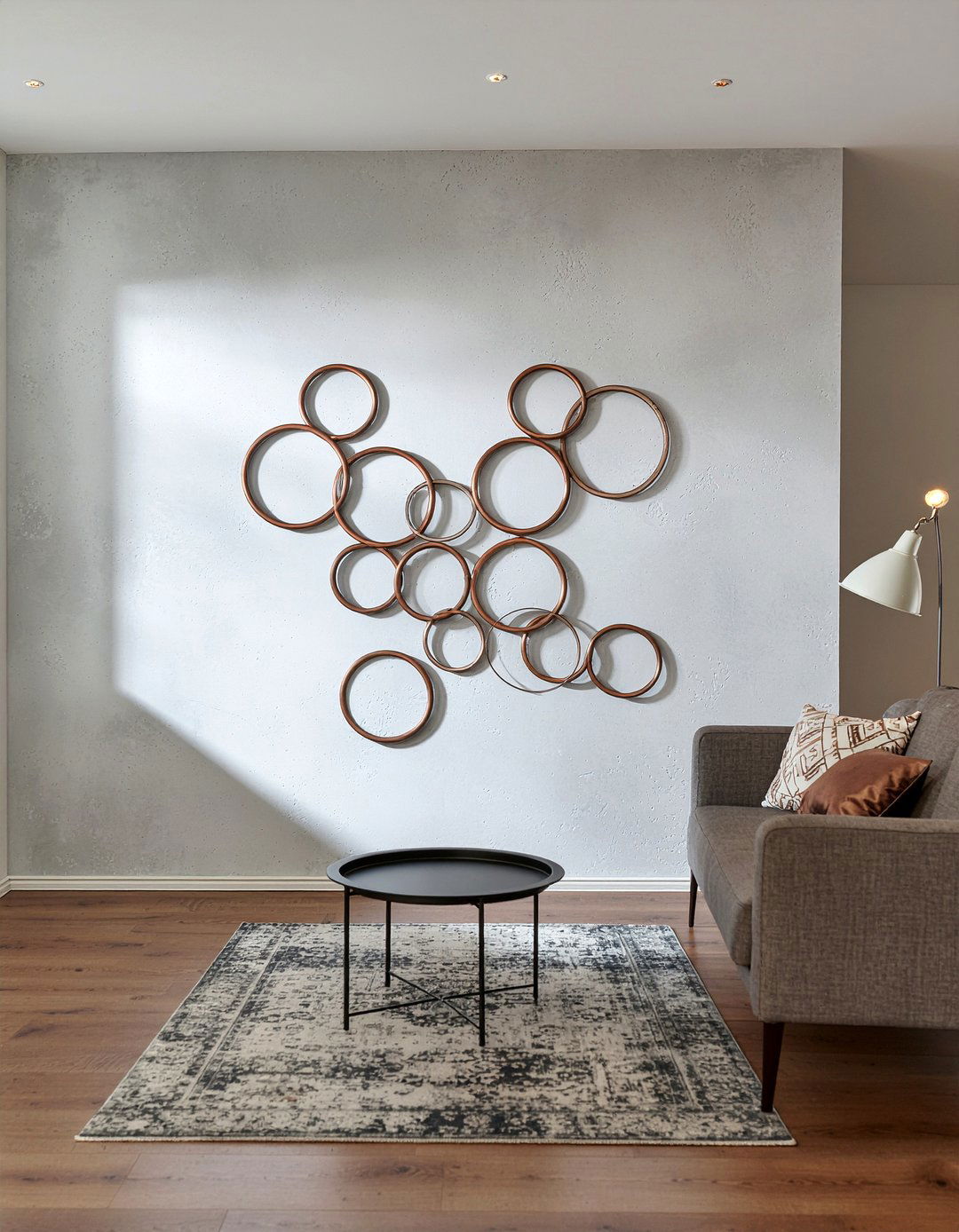 Metal wall sculpture - 30 living room wall decor ideas