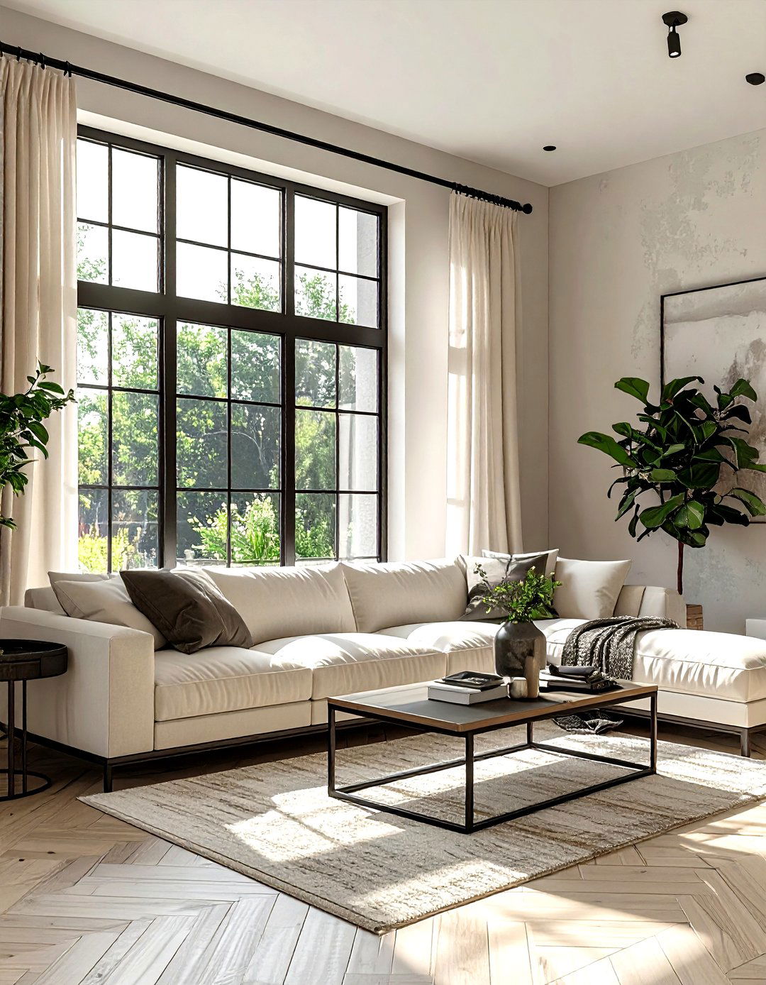 Metal window frame cream - 30 industrial cream living room ideas