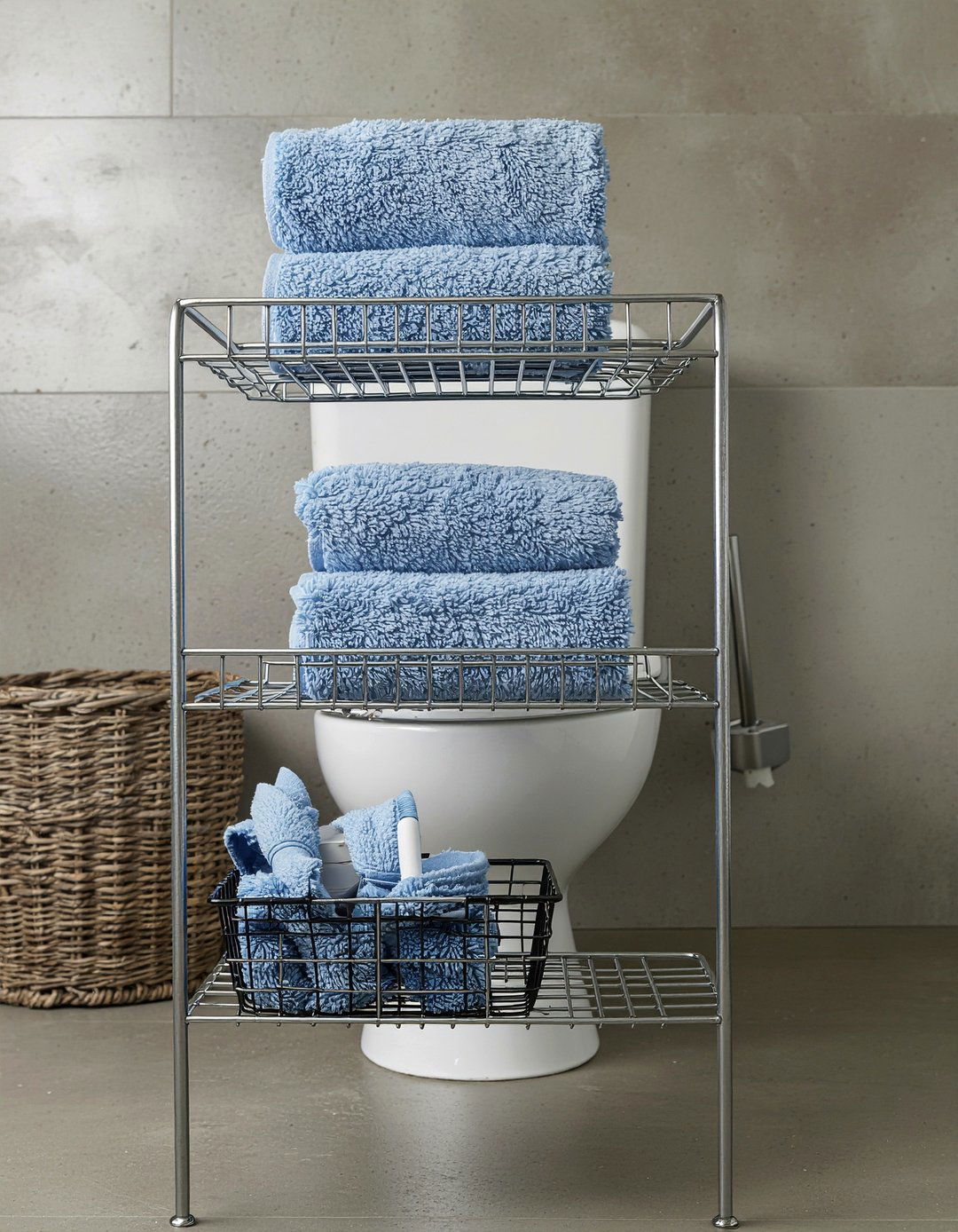 Metal wire rack - 30 over toilet storage ideas