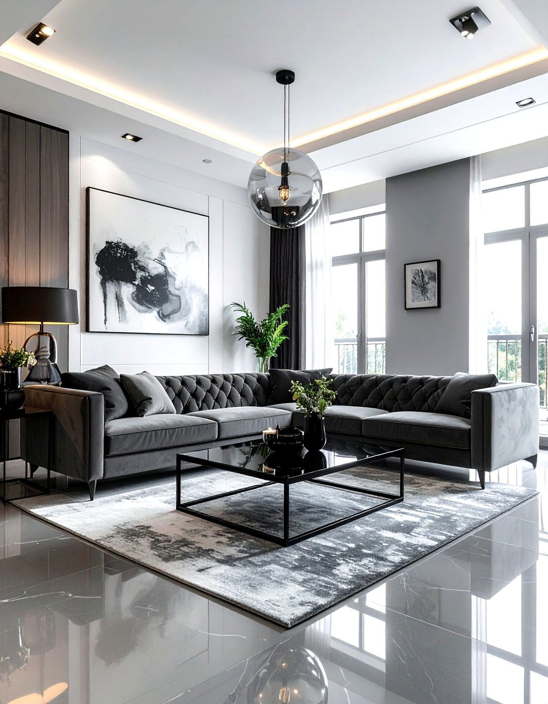 Metallic Black Finish - 30 dark black living room ideas