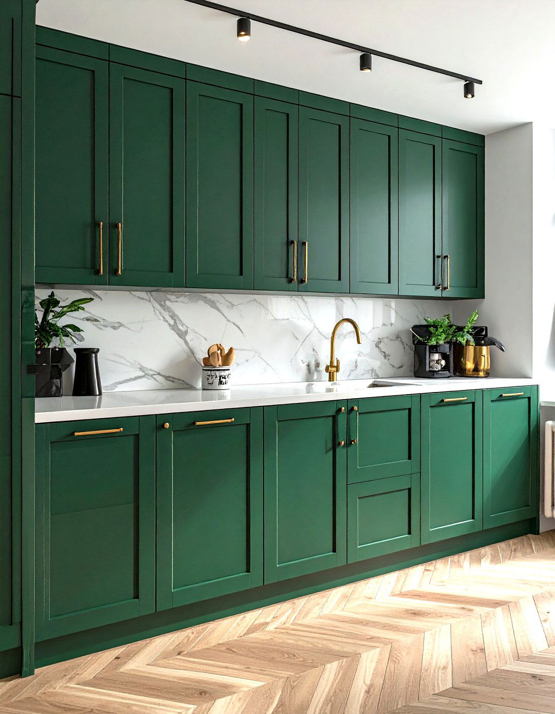 Metallic Cabinet Hardware - 30 small kitchen cabinet ideas
