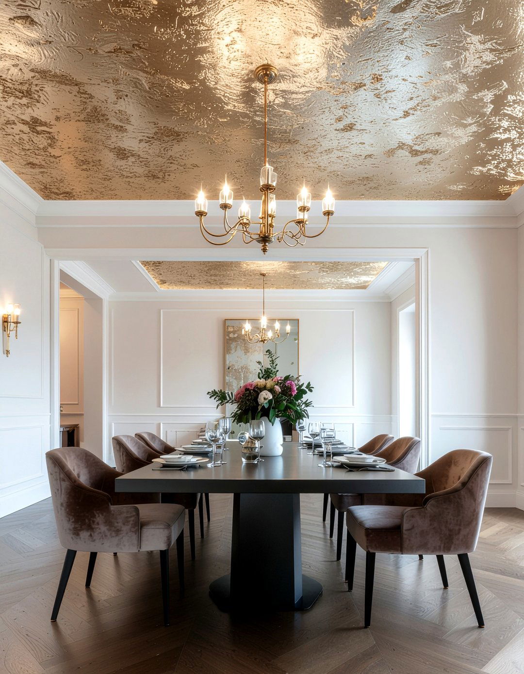 Metallic Ceiling Wallpaper Dining Room - 30 dining room wallpapered ceiling ideas