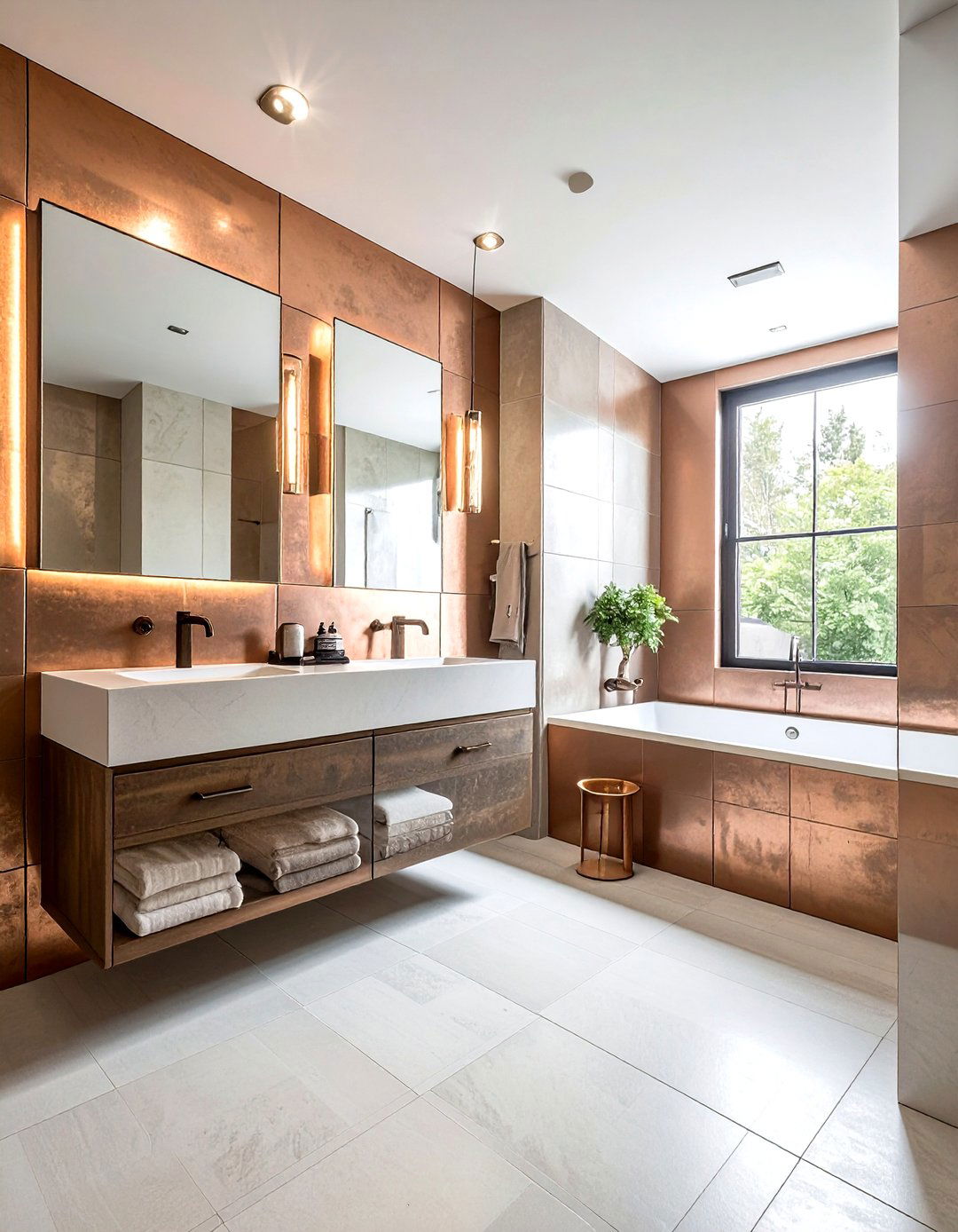 Metallic Finish Tile - 30 small bathroom tile ideas