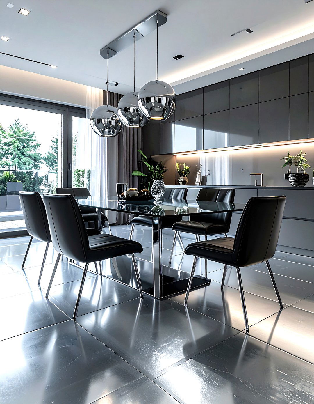 Metallic Floor Tile - 30 dining room tile ideas