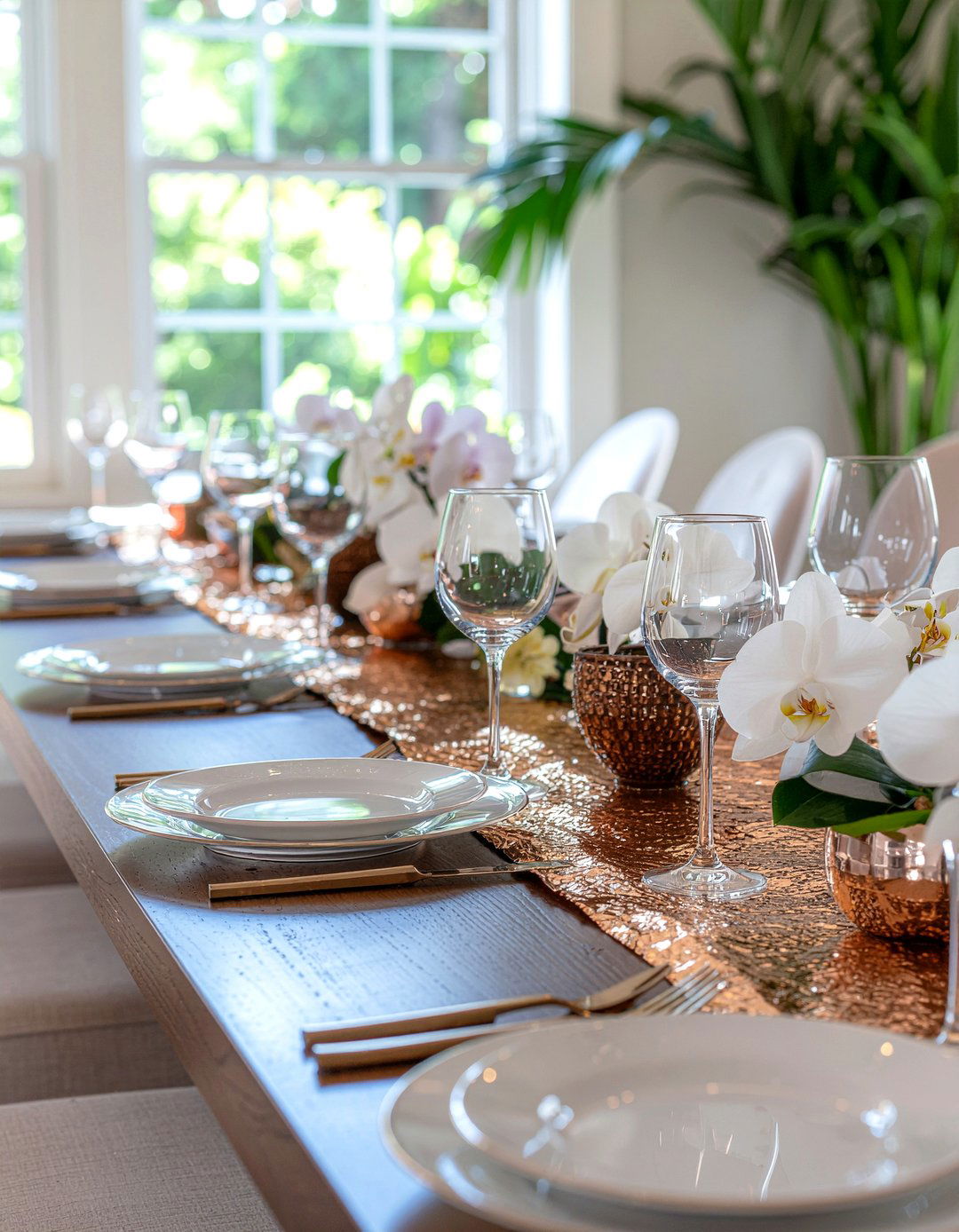 Metallic Foil Runner - 30 runner centerpiece dining ideas