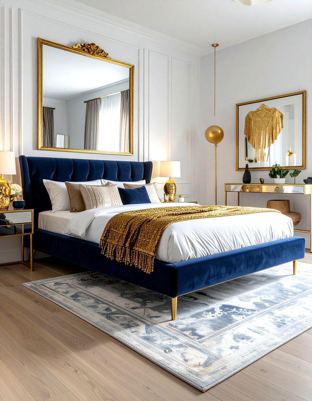 Metallic Gold Accent Bedroom - 30 maximalist bedroom ideas