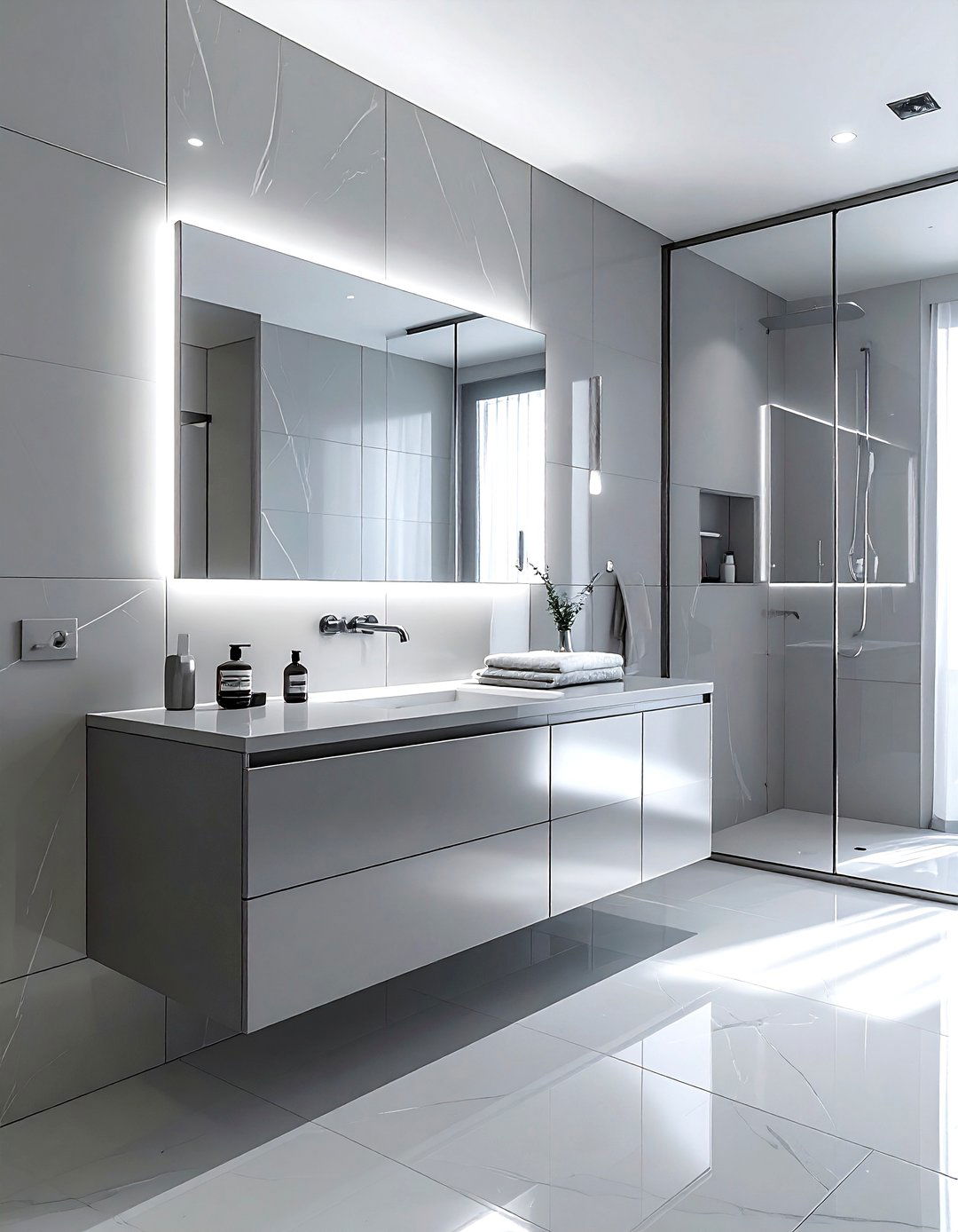 Metallic Gray Vanity - 30 gray bathroom furniture ideas