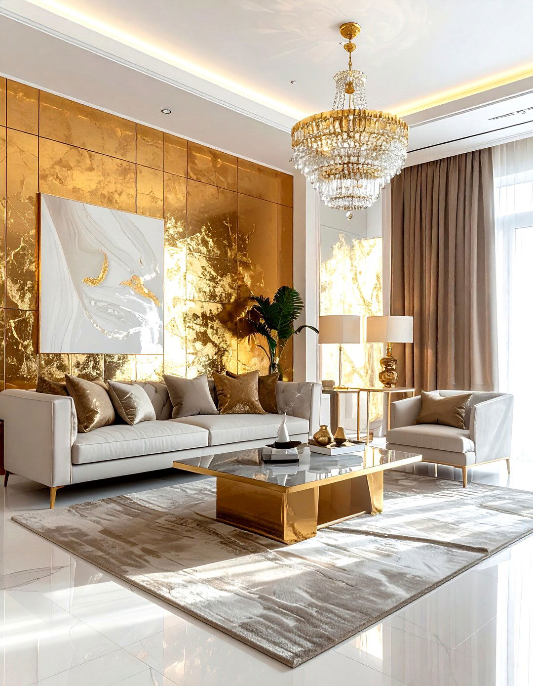 Metallic Leaf Finish - 30 living room wall texture ideas