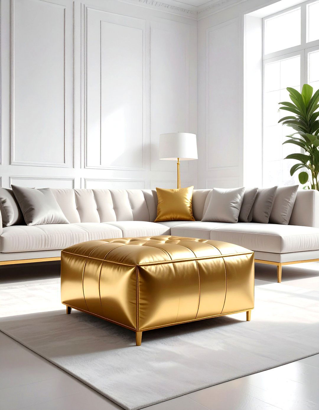 Metallic Leather Pouf - 30 living room pouf seating ideas