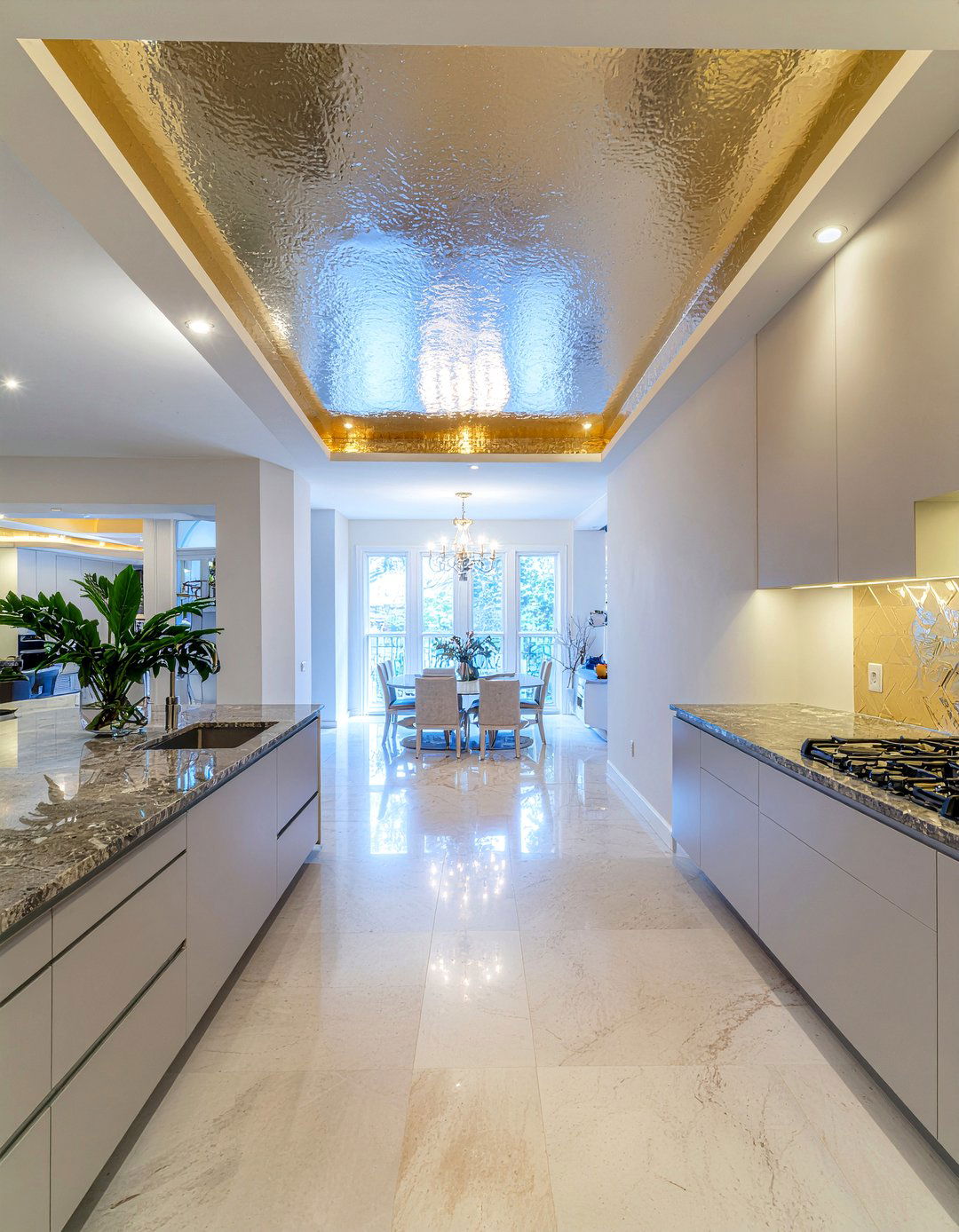 Metallic Paint Kitchen Ceiling - 30 kitchen tray ceiling ideas