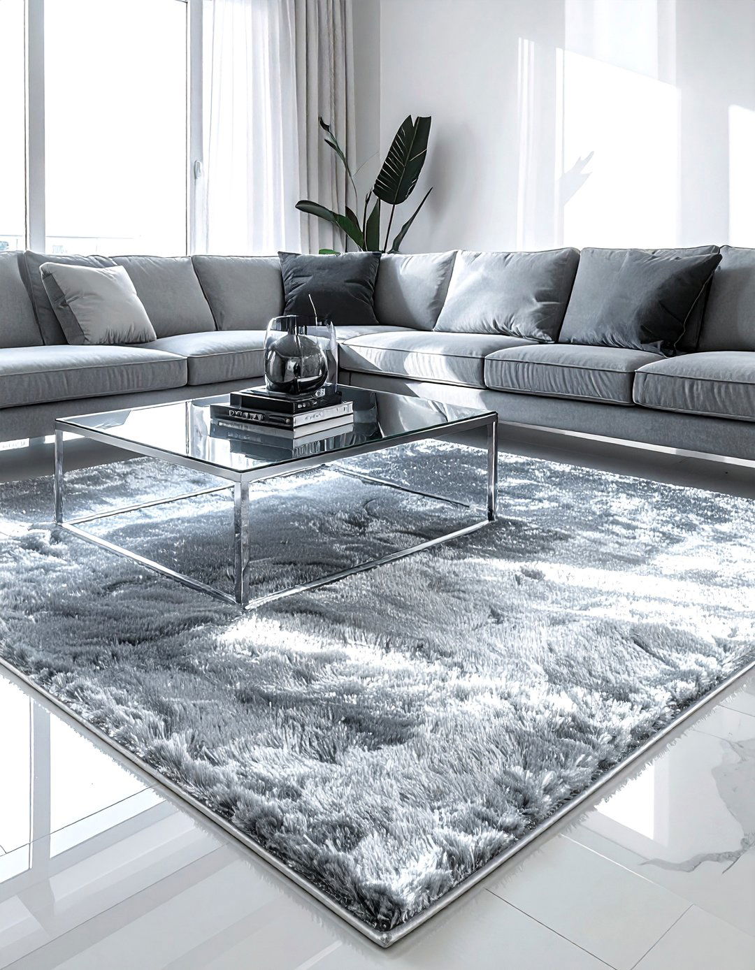 Metallic Silver Rug - 30 silver decor ideas