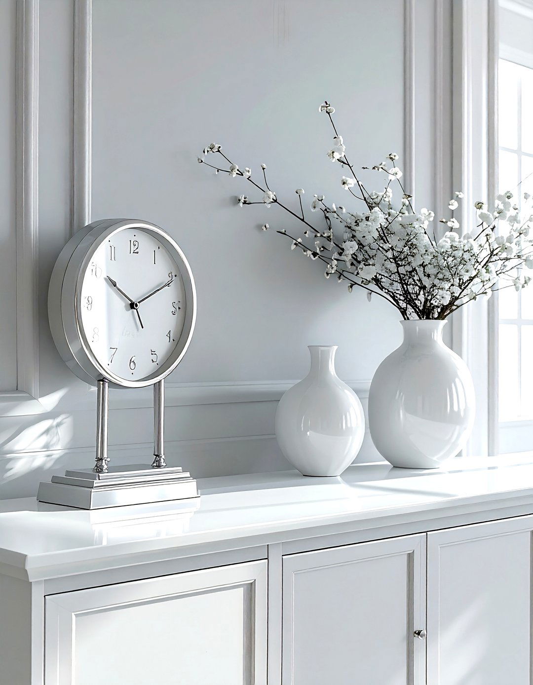 Metallic Silver Table Clock - 30 grey dining room accessories ideas