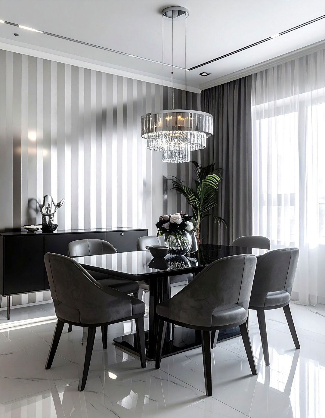 Metallic Striped Wallpaper Dining Room - 30 striped wallpaper dining room ideas