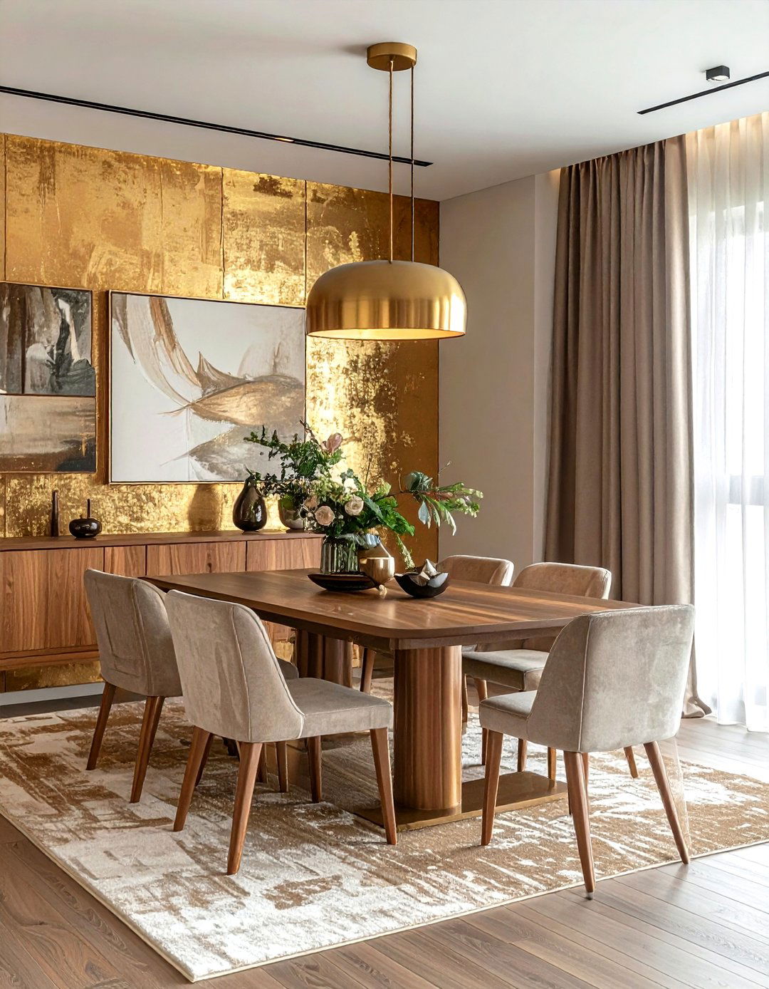 Metallic Wallpaper Dining Room - 30 glam dining room ideas