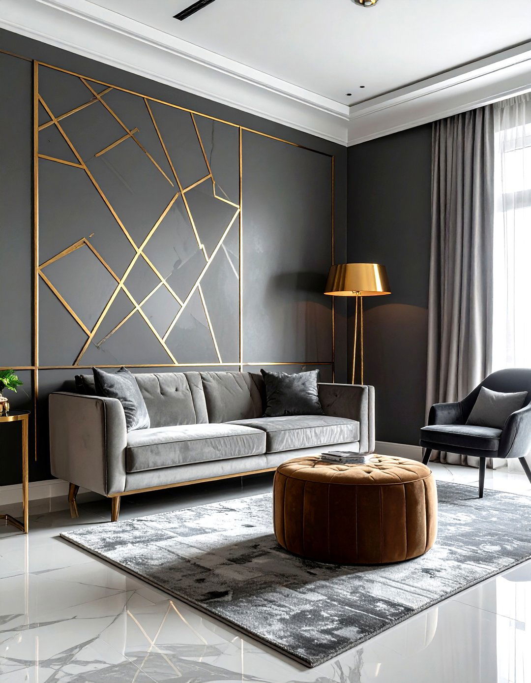 Metallic accent wallpaper - 30 living room wallpapers