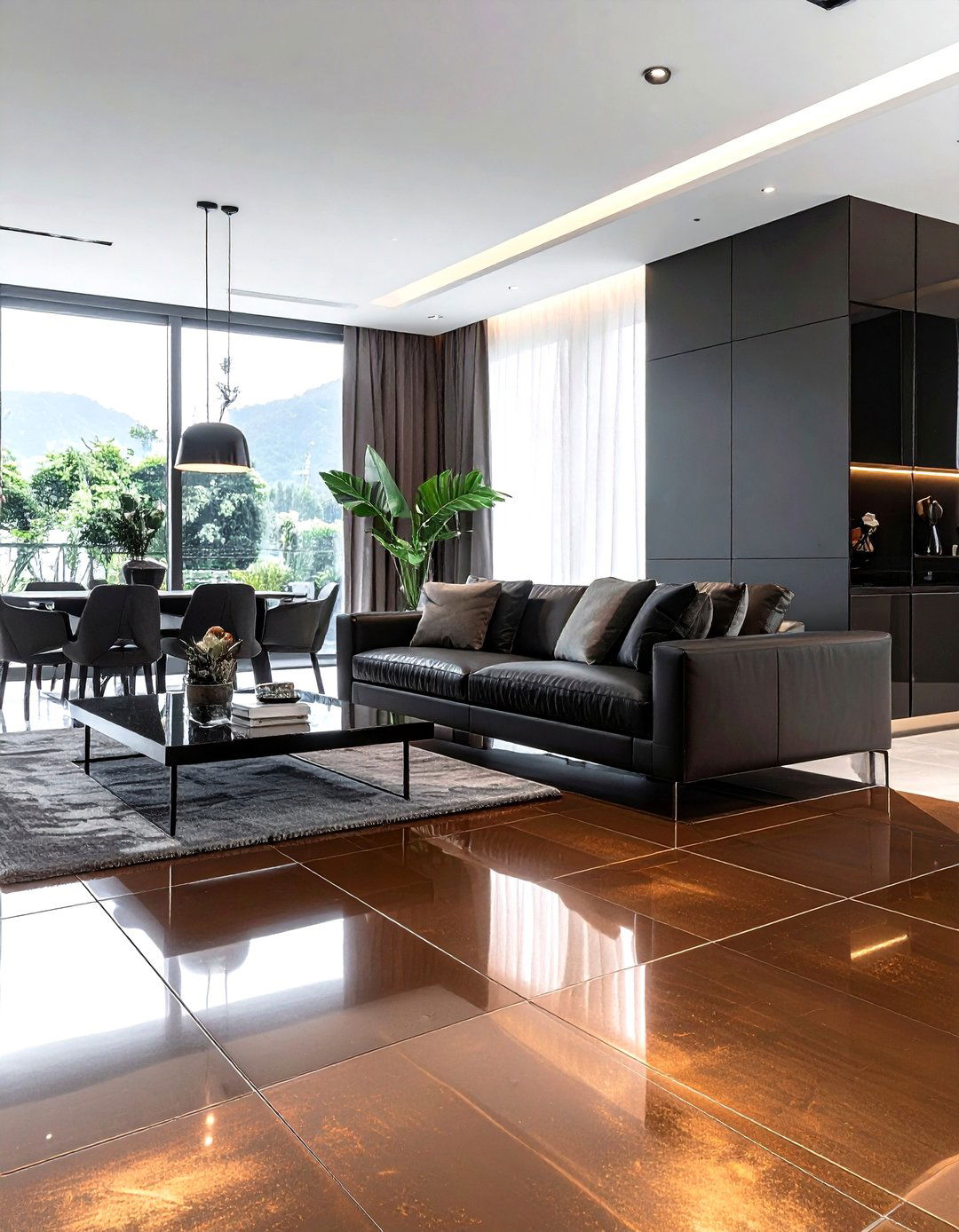 Metallic floor tile - 30 living room tile designs