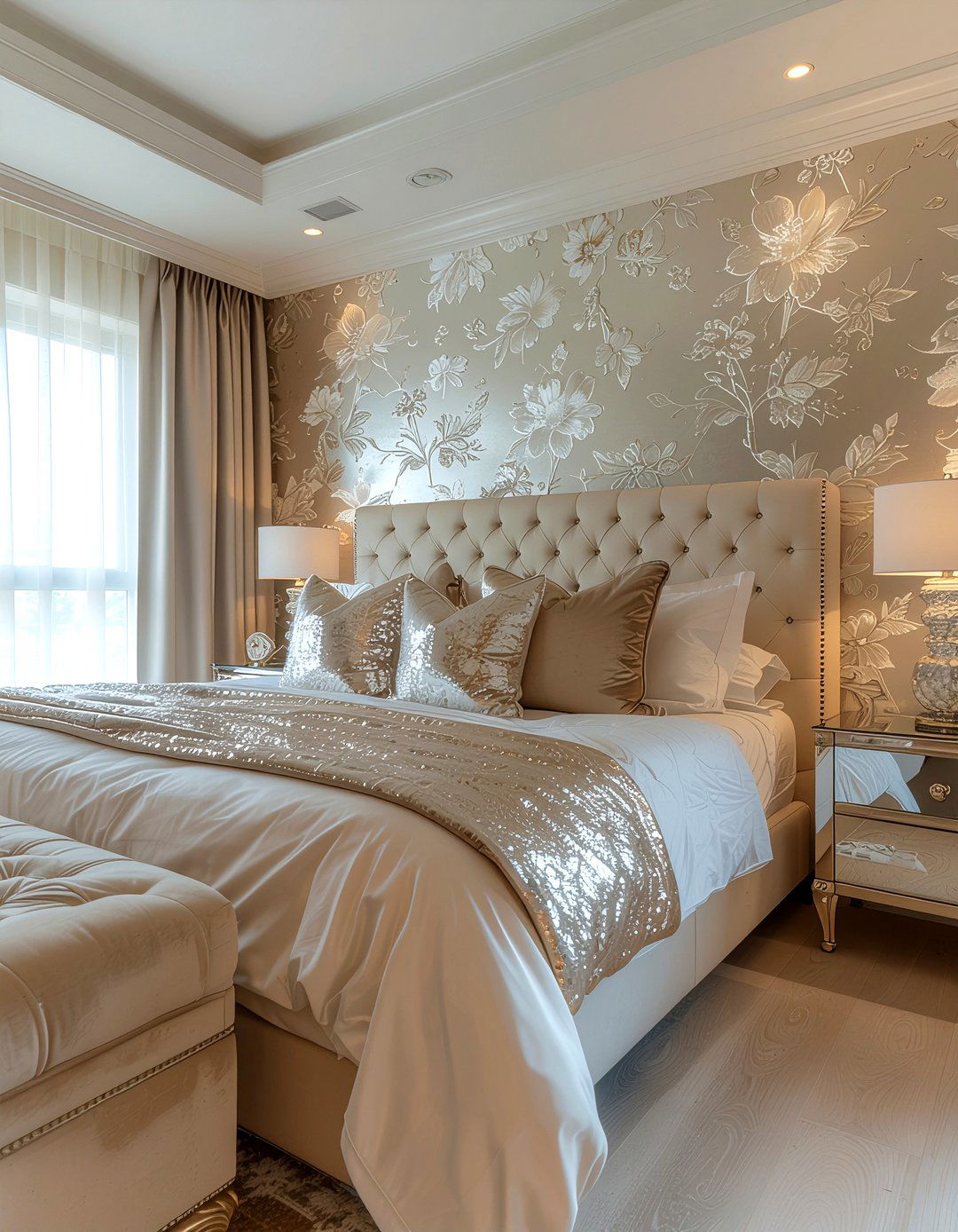 Metallic floral wallpaper - 30 floral wallpaper ideas