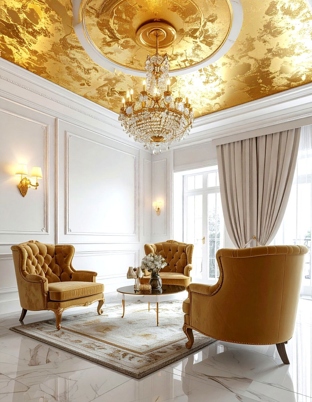 Metallic gold ceiling wallpaper - 30 living room ceiling wallpapers