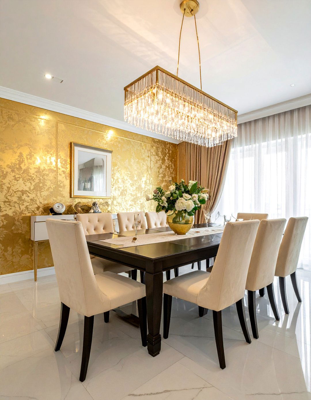 Metallic gold chinoiserie wallpaper - 30 chinoiserie wallpaper dining room ideas