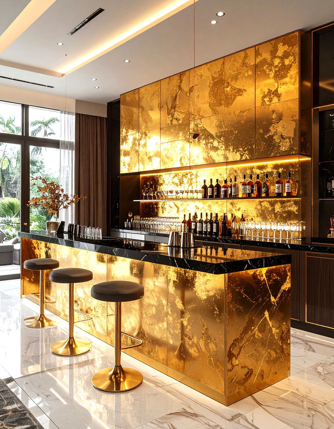 Metallic gold leaf - 30 accent wall ideas