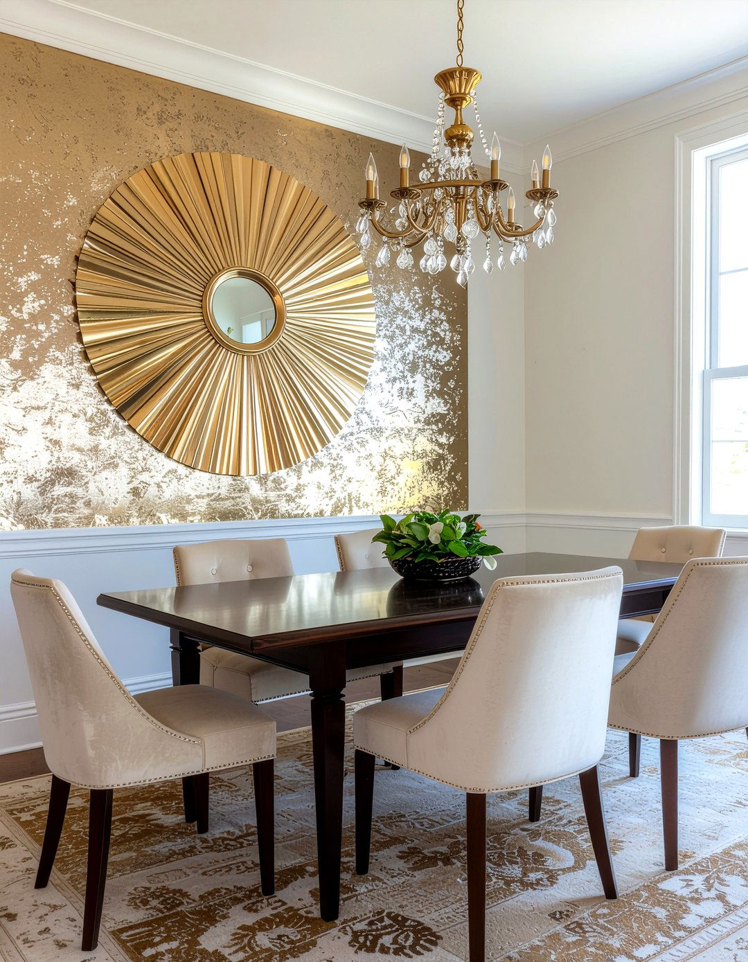 Metallic gold wallpaper - 30 dining room wallpaper ideas